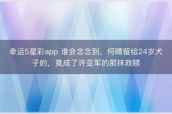 幸运5星彩app 谁会念念到,何晴留给24岁犬子的,竟成了许亚军的那抹救赎