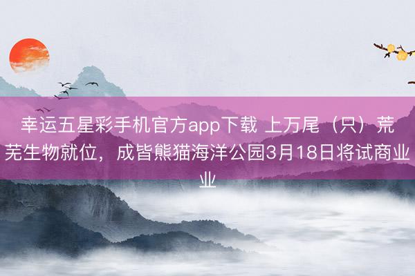幸运五星彩手机官方app下载 上万尾(只)荒芜生物就位,成皆熊猫海洋公园3月18日将试商业